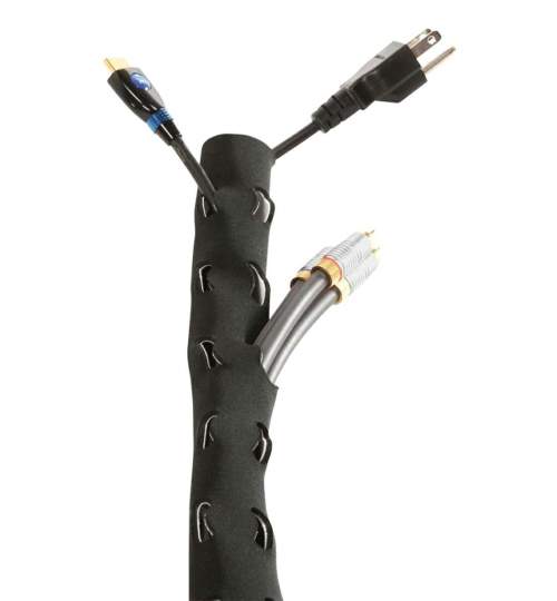 Organizator de cabluri spiralat, din neopren, pliabil, cu inchidere Velcro, Lungime 3 m, culoare Negru
