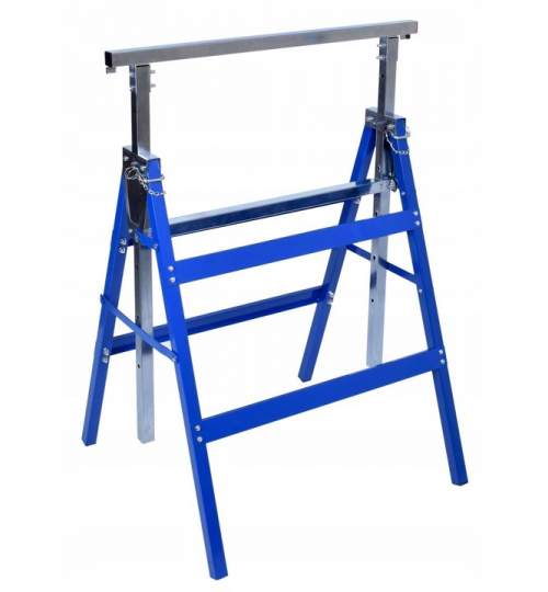 Suport de atelier pliabil cu inaltime reglabila, 150 kg, 130 cm, set 2 piese, culoare Albastru/Argintiu
