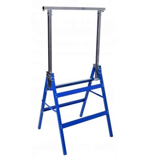 Suport de atelier pliabil cu inaltime reglabila, 150 kg, 130 cm, set 2 piese, culoare Albastru/Argintiu