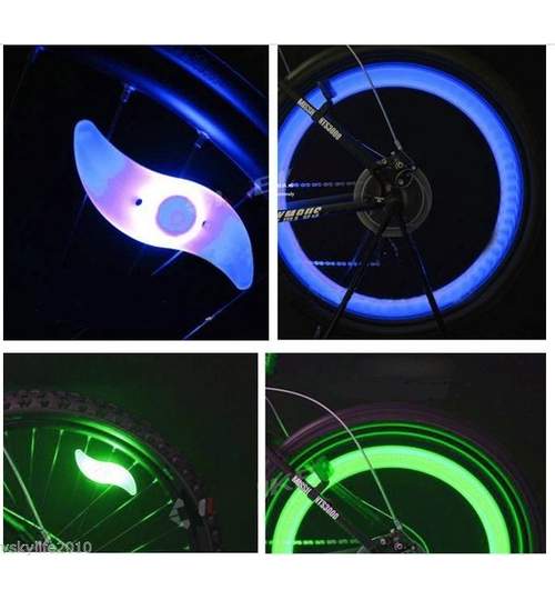 Iluminat LED Decorativ pentru Spite Bicicleta cu 3 Tipuri de Iluminare, Culoare Albastru