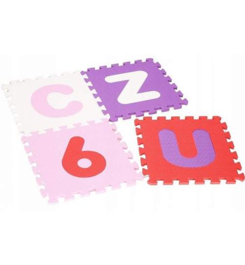 Covor spuma ptr copii, EVA roz cu mov, model alfabet si numere, 172x172x1cm, Springos MART-FM0020