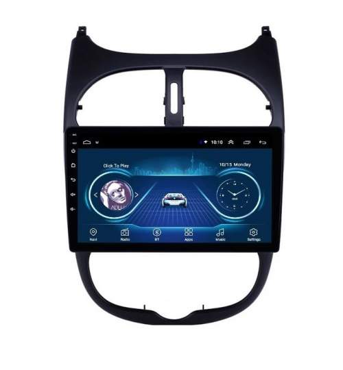 Navigatie Peugeot 206 , 4 GB RAM + 64 GB ROM , Slot Sim 4G pentru Internet , Carplay , Android , Aplicatii , Usb , Wi Fi , Bluetooth NAV13-Peugeot206-4gb