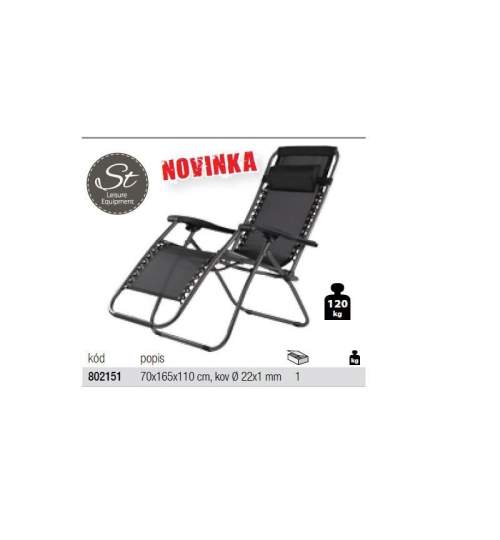 Sezlong pliabil Strend Pro HAVANA, dimensiune 68x165x113 cm, negru, max. 120 Kg FMG-SK-802151