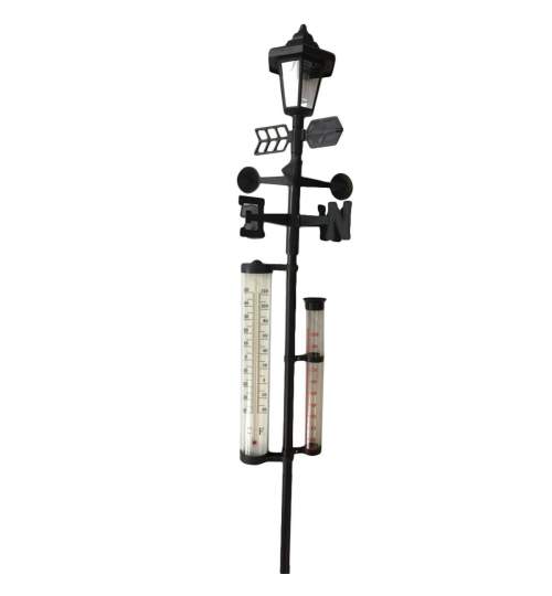 Lampa solara cu statie meteo, 5 in 1, Strend Pro SWS29, termometru, directia vantului, indicator ploaie, 160 cm FMG-SK-2212131