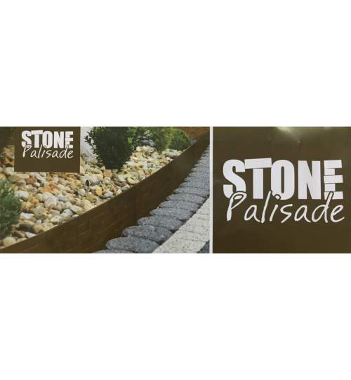 Set 3 borduri pentru delimitare gradina Stone Palisade 2.4 m, 820x95/200 mm, Maro FMG-SK-2171292
