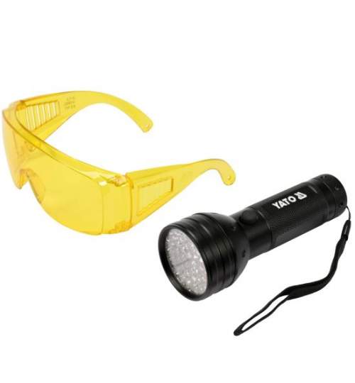 Kit lanterna led UV cu ochelari, Yato YT-08581, aluminiu, 300 lm FMG-YT-08581