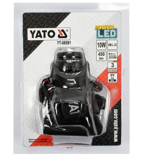 Lanterna frontala cu led Yato YT-08591, putere 10W, 450 lm, 4XAA, aluminiu FMG-YT-08591