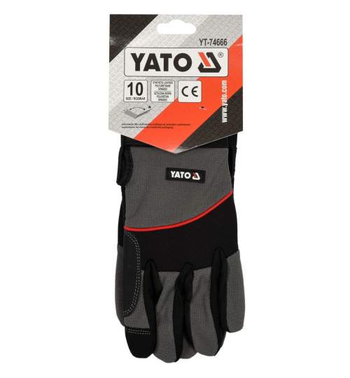 Manusi de lucru si protectie Yato YT-74666, prindere Velcro, piele artificiala, marimea L FMG-YT-74666