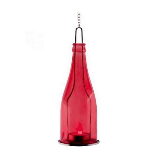 Lampa cu led, decor sticla, Home GB 23/RD, rosie, 8 x 23 cm, lant pentru agatat FMG-GB23/RD