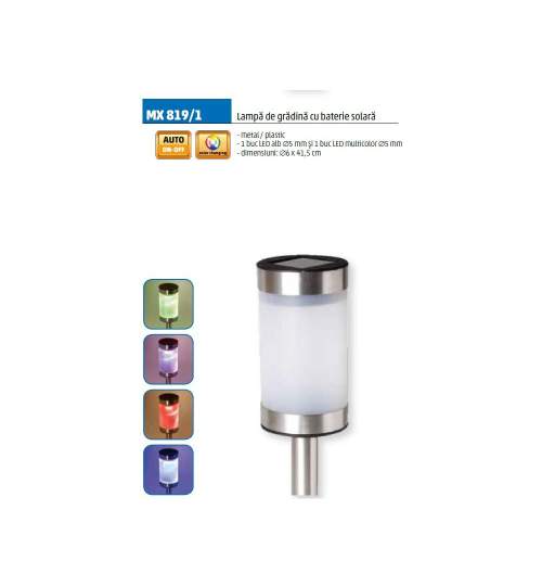 Lampa solara metal/plastic Home MX 819/1, Led x 2, alb si multicolor FMG-MX819/1