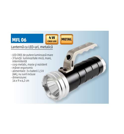Lanternă cu led, metalica, Home MFL 06 FMG-MFL06