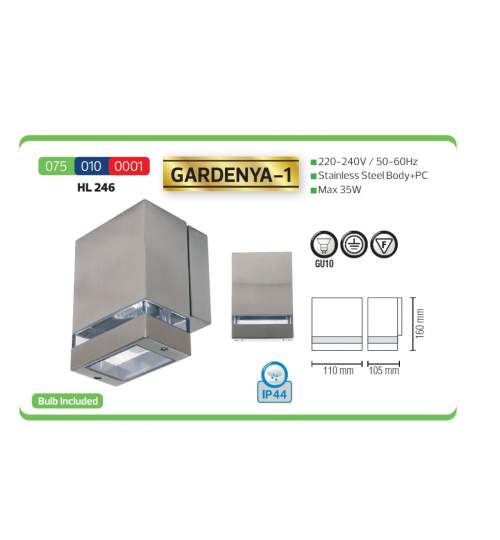 Aplica de exterior Gardenya-1, Inox, IP44, GU10, putere 35 W FMG-075-010-0001