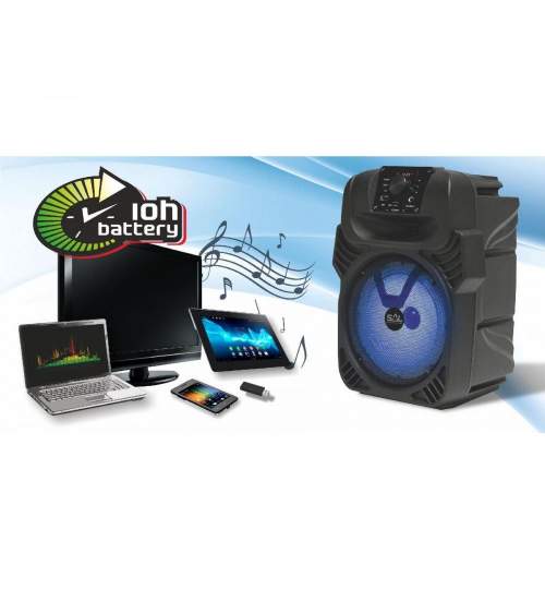 Boxă portabila Home PAR 20BT, Karaoke, acumulator, lumină LED, BT, FM, USB, MP3 FMG-PAR20BT