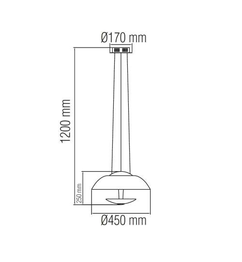 Pendul Vista Black, 24 W, Led, diametru 450 mm, 4000 k, 1500 lm, aluminiu, inaltime 1200 mm FMG-019-007-0024