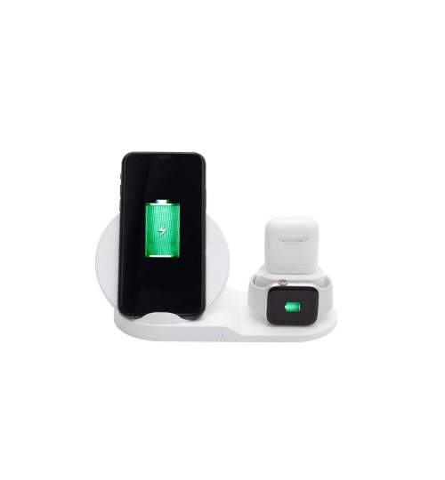 Statie incarcare telefoane Home Wireless Qi 3 in 1, SA2000QI , conector Lightning USB/USB-C FMG-SA2000QI