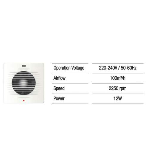 Ventilator axial de perete, Horoz-100, debit 100 m3/h, diametru 100 mm FMG-500.000.100