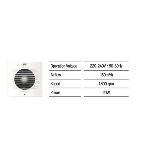 Ventilator axial de perete, Horoz-150, debit 150 m3/h, diametru 150 mm, 20 W FMG-500.000.150