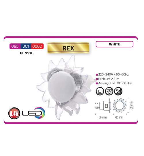 Lampa de veghe, directoare Rex Flower, Led, 2.3 lm, IP20, 0.4W FMG-085-001-0002