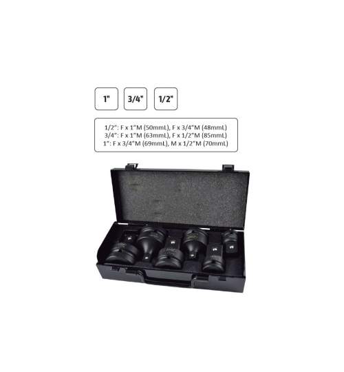 Set 6 adaptoare de impact JBM JB-52544, Cr-Mo, 1/2-3/4-1 FMG-JB-52544