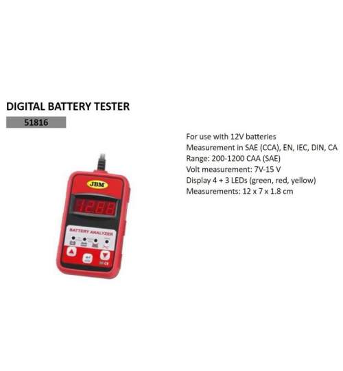 Tester baterii auto 12 V, JBM JB-51816, digital FMG-JB-51816