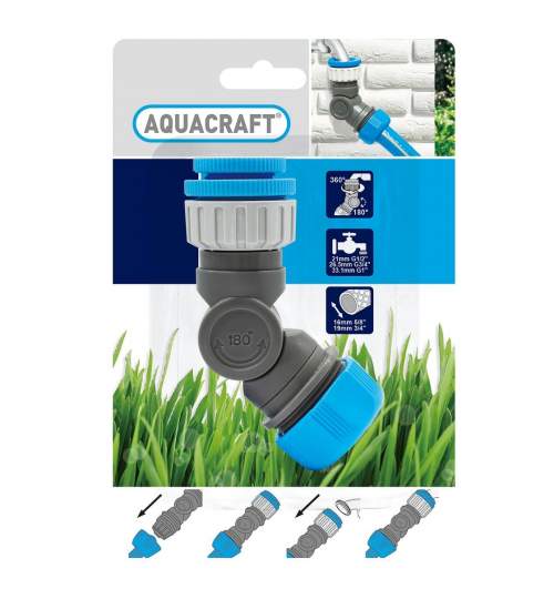 Adaptor articulat pentru furtunuri Aquacraft ® 550345, 1/2-3/4-1, cu mufa inclusa