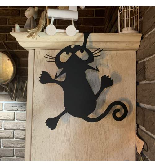 Decoratiune perete Krodesign Scared Cat, negru, 35 cm FMG-KRO-1034