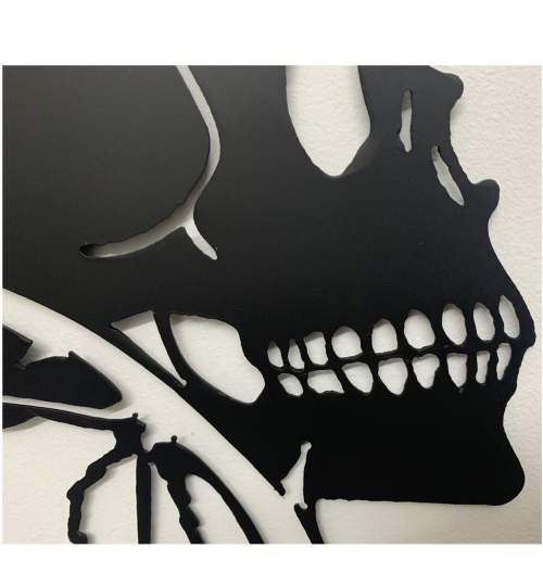 Decoratiune perete Krodesign Skull&Rose, diametru 53 cm, negru FMG-KRO-1021