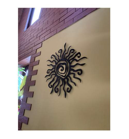 Decoratiune perete Krodesign Spiral Sun, diametru 53 cm, negru FMG-KRO-1005