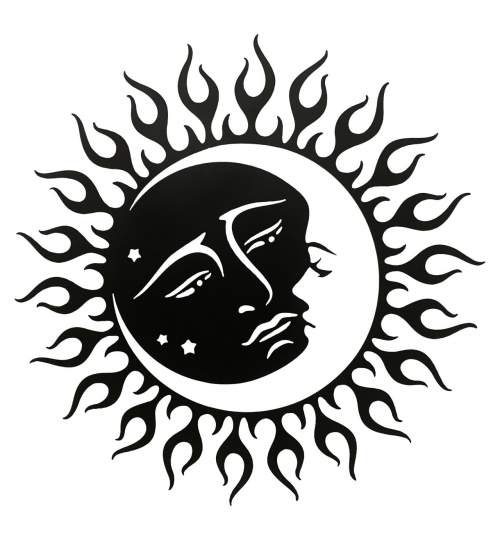 Decoratiune perete Krodesign Sun&Moon, diametru 60 cm, negru FMG-KRO-1022