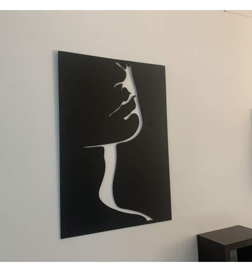Decoratiune de perete Krodesign Women Face, 38x27 cm, metal, negru FMG-KRO-1041