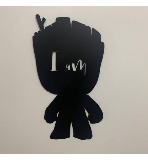 Decoratiune perete Krodesign Baby Groot, metal, negru, Inaltime 52 cm FMG-KRO-1045
