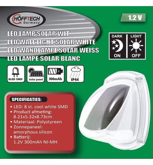 Lampa solara , Hofftech, 8 LED SMD, IP44 FMG-W-0012520