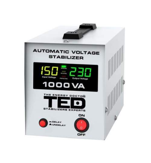 Stabilizator de tensiune automat Ted Electric TED-AVR1000L, 1000VA / 600W, Unda sinusoidala pura FMG-TED-AVR1000L