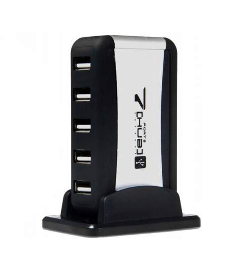 Hub USB cu 7 porturi alimentat cu cablu adaptor AC de mare viteza, Eu / Us, USB 2.0, USB 1.1, Negru/Alb