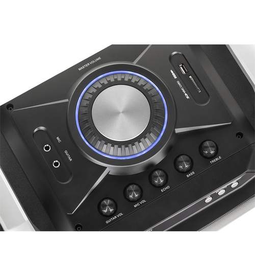 Sistem Audio Portabil BoomBox cu Bluetooth, Radio FM, AUX, USB, Card SD, Karaoke, Putere 80W