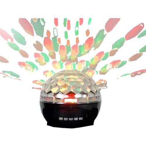 Glob Luminare LED cu Efecte si Player Audio, Telecomanda, Bluetooth, AUX, USB, Radio FM, Putere Difuzoare 8W