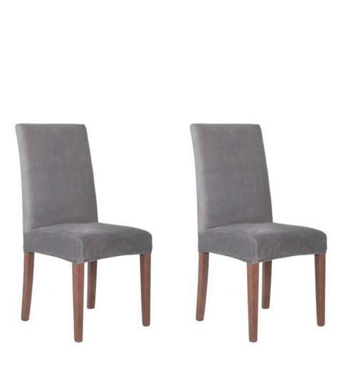 Set 2 Huse scaun dining/bucatarie, din spandex, culoare gri inchis