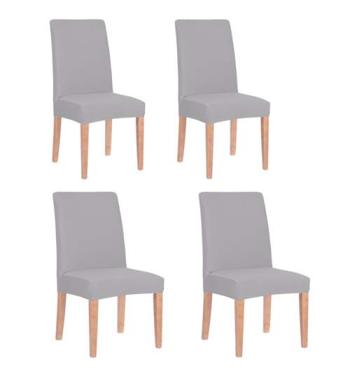 Set 4 Huse scaun dining/bucatarie, din spandex, culoare gri deschis