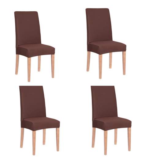 Set 4 Huse scaun dining/bucatarie, din spandex, culoare maro inchis