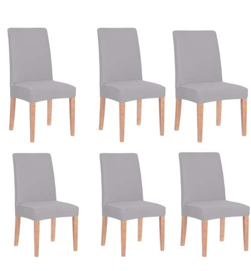 Set 6 Huse scaun dining/bucatarie, din spandex, culoare gri deschis