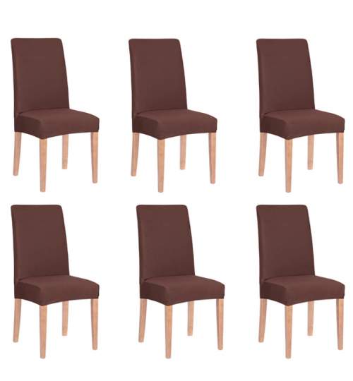 Set 6 Huse scaun dining/bucatarie, din spandex, culoare maro inchis