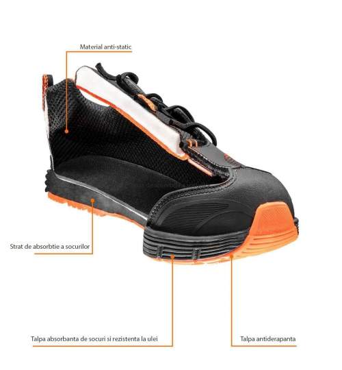 Pantofi de lucru fara elemente metalice, O1, SRC, talpici/branturi, marimea 45, NEO MART-82-706