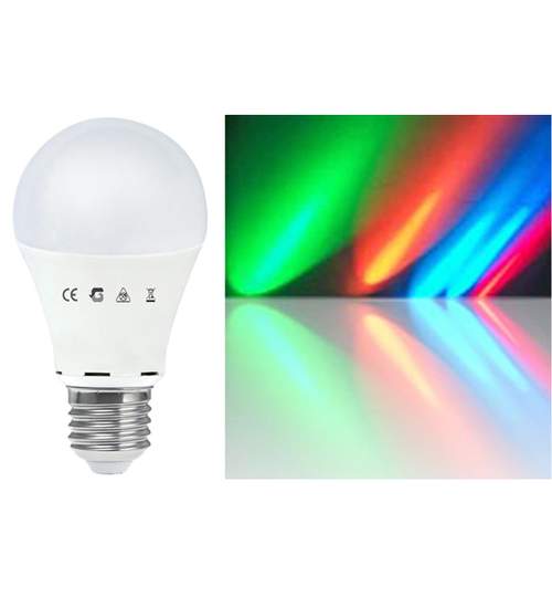 Bec Smart LED RGB Multicolor E27, Putere 7.5W, Schimbare Automata a Culorii