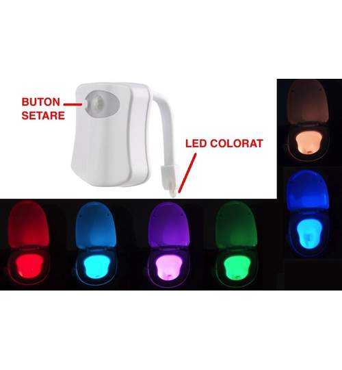 Lampa LED pentru Toaleta WC, Luminare in Diferite Culori si Senzor de Miscare