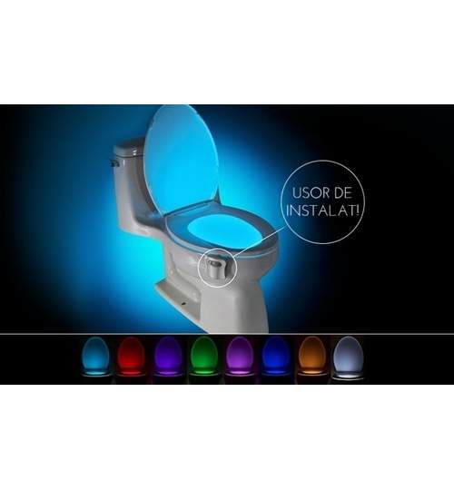 Lampa LED pentru Toaleta WC, Luminare in Diferite Culori si Senzor de Miscare
