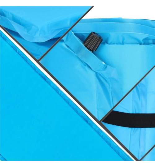 Saltea camping auto-gonflabila, poliester si spuma PU, albastru, 180x50 cm, Springos MART-PM031