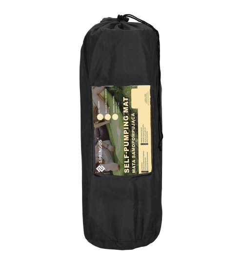 Saltea camping auto-gonflabila, poliester si spuma PU, negru, 180x50 cm, Springos MART-PM030