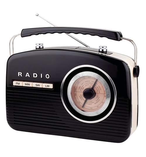 Aparat radio FM in stil retro, culoare Negru