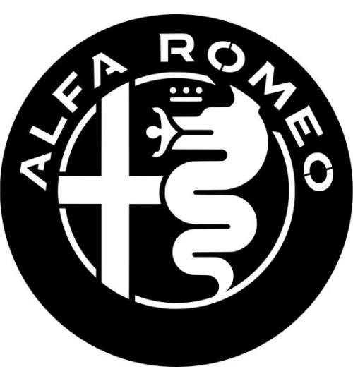 Decoratiune metalica de perete Krodesign Alfa Romeo, diametru 50 cm, negru, grosime 1.5 mm FMG-KRO-1048