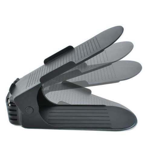 Set 10x Suport organizator pentru Pantofi, Papuci sau Diverse Incaltaminte cu 3 nivele reglabile pe inaltime, culoare Negru